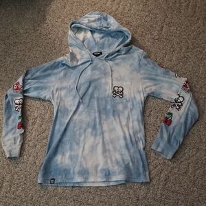 Dollskill TKDK Blue Tiedye Lightweight Hoodie Womens Large